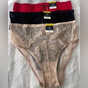 INC NWT Women's Lace-Trim High-Waist Mesh Brief Underwear SZ M set of 3 mul…